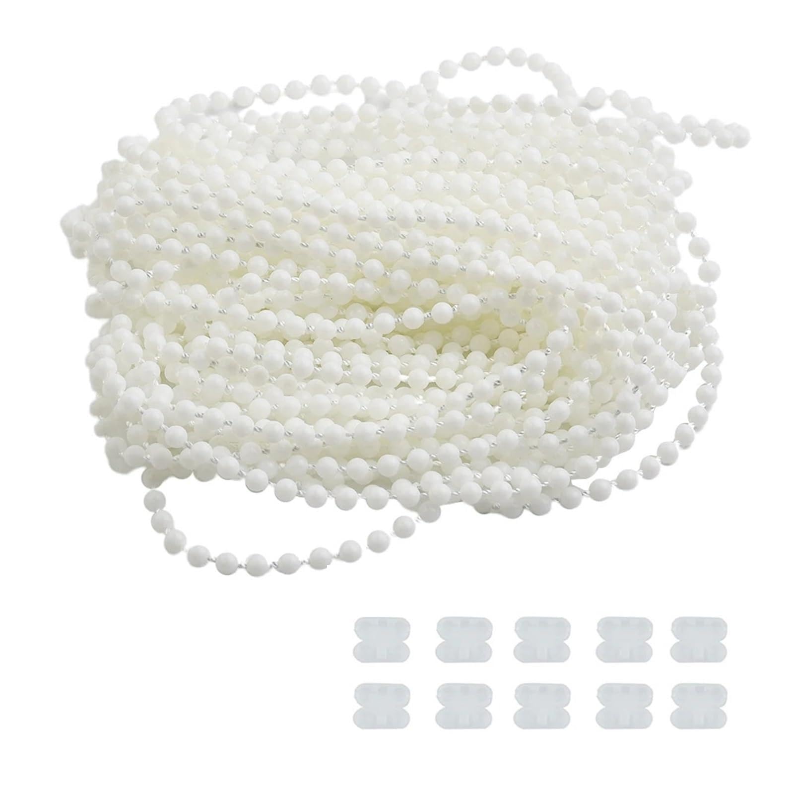 Yeobezn Blind Chains Connectors 3PCS 10 Meters Plastic Roller Blind Roman Vertical Shade Beaded Chain Pull Cord Curtain Beads Rope Treatments Blinds Connector