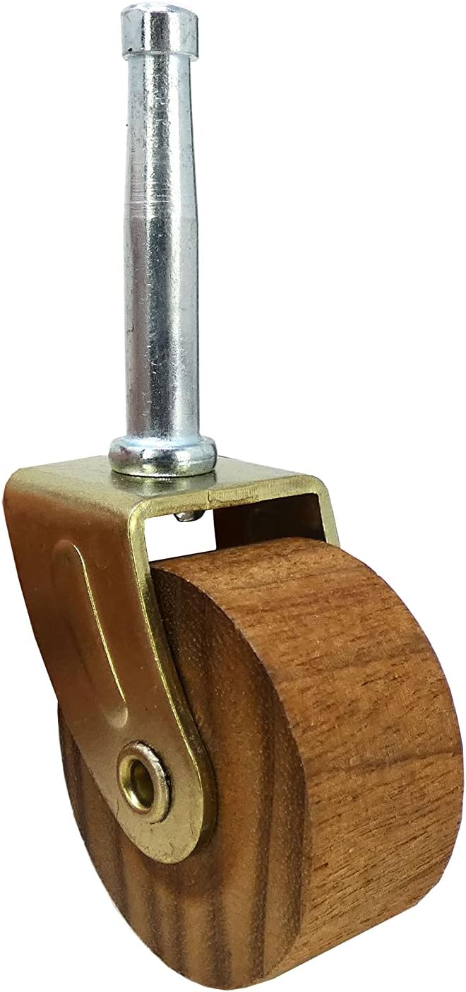 Shepherd Hardware 9051 1-5/8-Inch Designer Stem Casters, Wood Wheel, 5/16-Inch Stem Diameter, Brown, 2-Pack