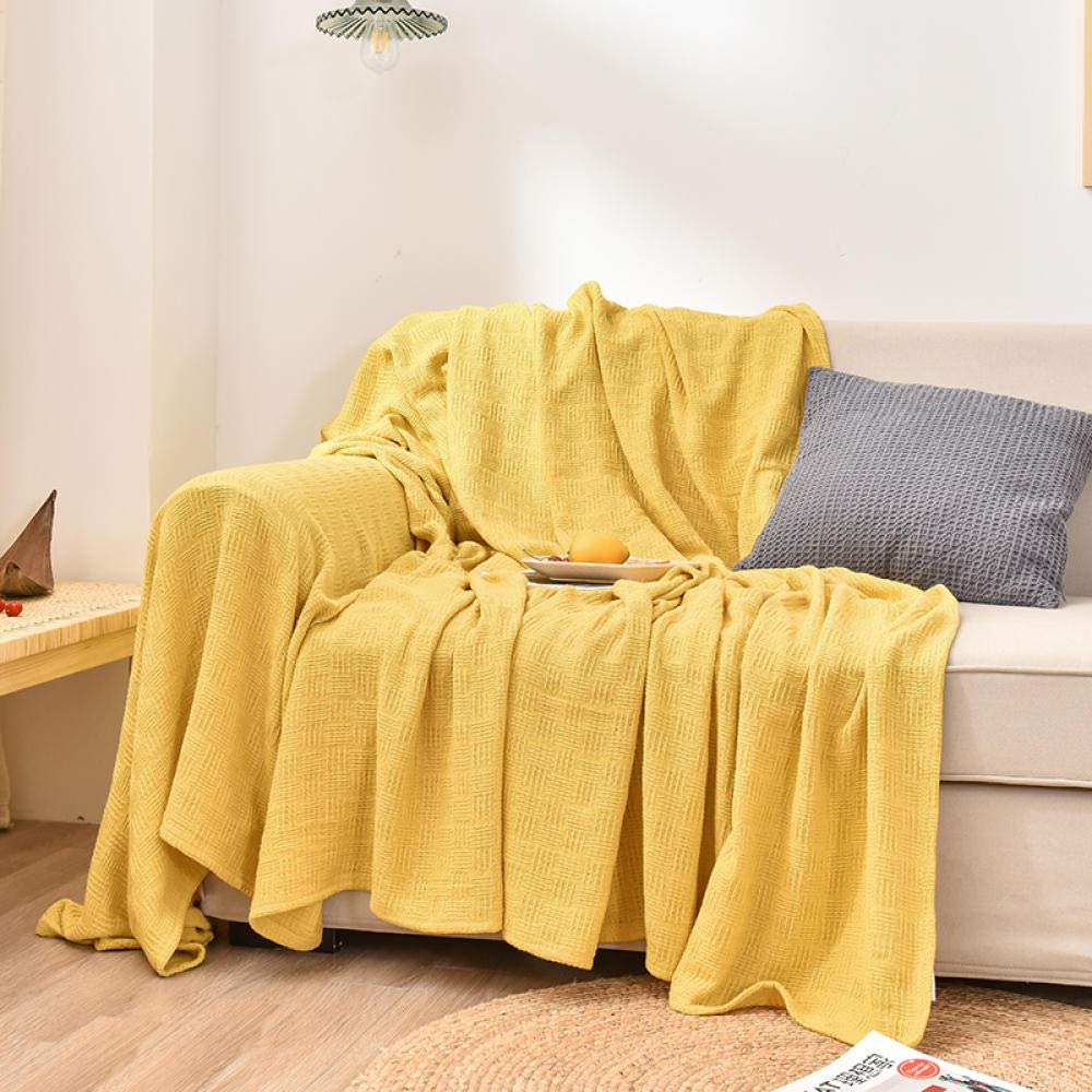 Manta de algodón suave para bebé, manta versátil para chal, funda de sofá de color sólido, protector de cojín todo incluido para guardería y hogar, cúrcuma, 180 x 270 cm