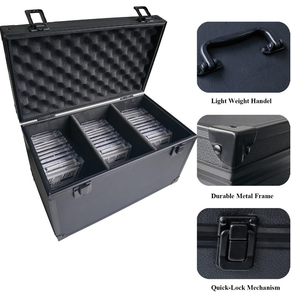 Per PSA Per BGS Per CGC Premium Antipolvere 3 Righe In Alluminio Nero Graded Card Case Secure Card Slab Storage Box