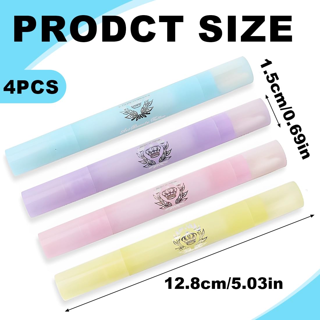 EIHI 4 Pezzi Penna Correttore Smalto con 12 Punte di Ricambio Rimozione Smalto per Unghie Senza Solvente, Nail Remover Correzione Pen, Pennello Correggi Smalto per Unghie