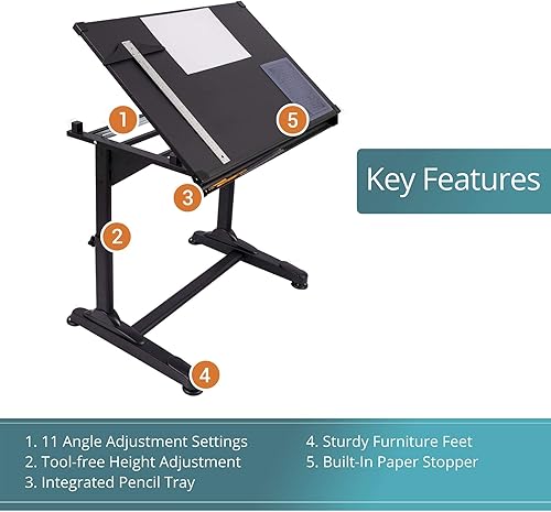 Miniatura 6 de Stand Up Desk Store - Mesa de dibujo de altura ajustable y escritorio de dibujo, escritorio ergonómico de pie con escritorio inclinable, gran