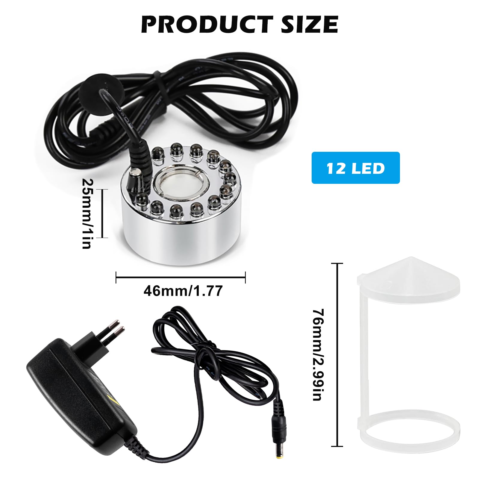 PORFOYO Nebulizzatore ad Ultrasuoni, 12 LED Nebulizzatore a Ultrasuoni, Mist Maker Fogger, Nebulizzatore Fontana, Nebulizzatore Halloween con Paraspruzzi Rimovibile per Interni o Esterni Halloween