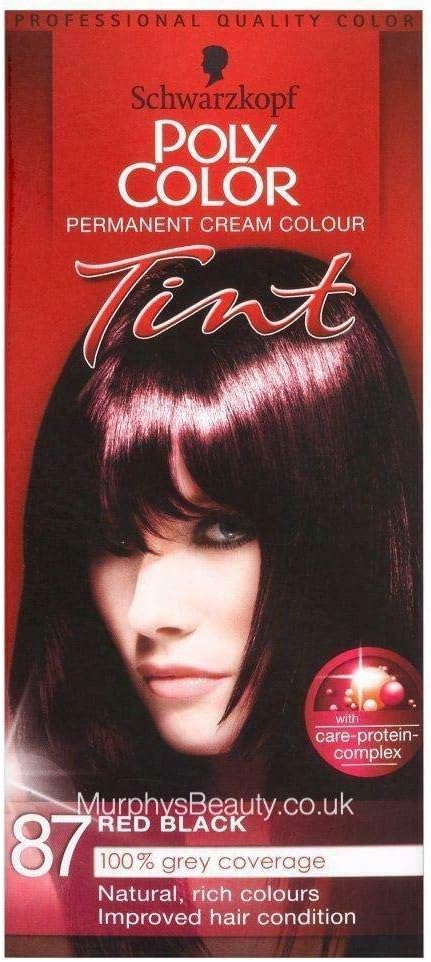 POLY COLOR PERMANENT CREAM COLOR TINT 87 RED BLACK 100% GREY COVERAGE