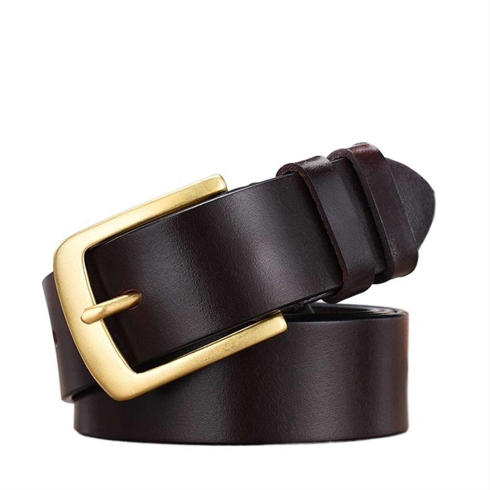 Cinturón ajustable de cuero genuino, Cinturón de cuero for hombre, capa superior de cuero, cinturón con hebilla, versátil, informal, ancho, hebilla antiarañazos, suave y flexible(Black,Length 115cm)