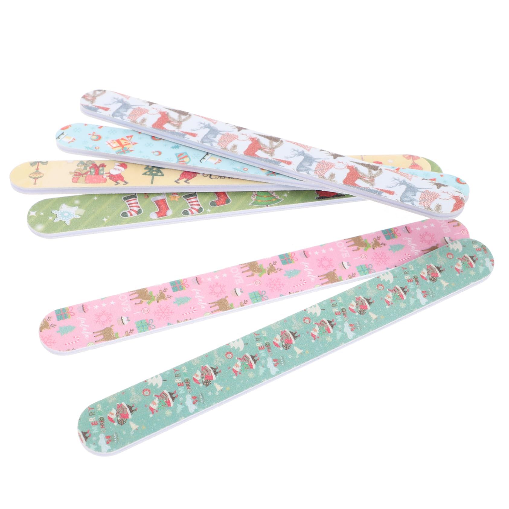 minkissy Juego De 5 Limas De Uñas Navideñas Bloque Pulidor Para Uñas De Pies Y Manos Tablas Para El Cuidado De Las Uñas 12 Piezas X 5