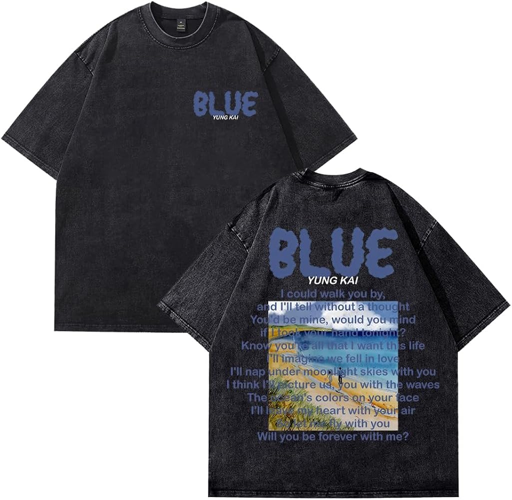 Yung Kai Blue Album Merch Washed T-Shirt 2025 Tour Crewneck Short
