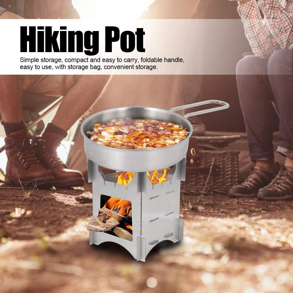 VGEBY en Plein air Portable Pique-Nique en Acier Inoxydable Batterie De Cuisine Set Pot Cuisson Camping Randonnée