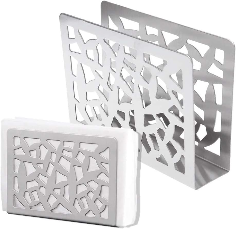 Napkin Holder Stainless Steel Decorative Paper Cocktail Napkin Dispenser Organizer for Kitchen Countertops, Dinner Tables, Picnic Tables