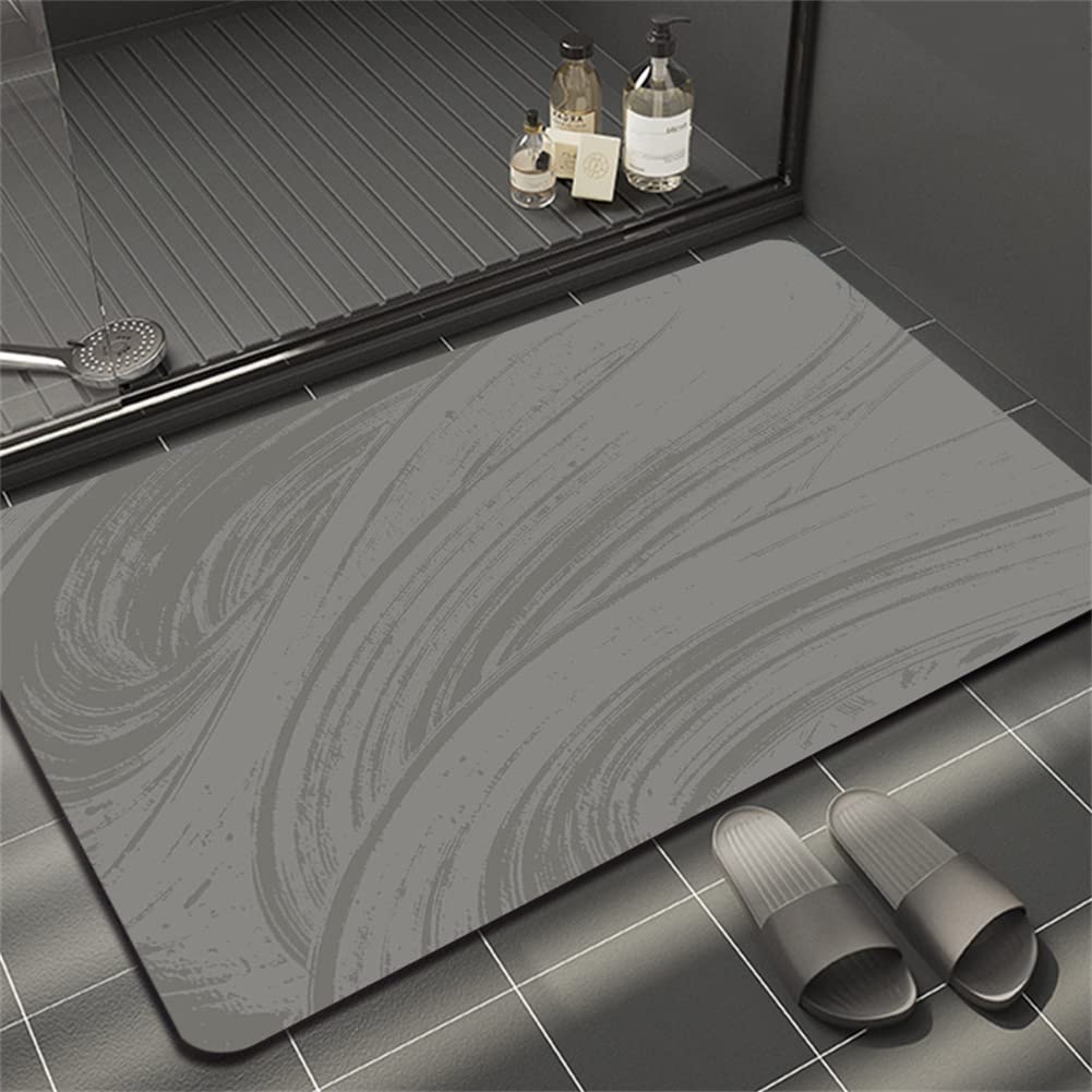 Tapis de bain en diatomite 60x90 cm à motif lignes grises