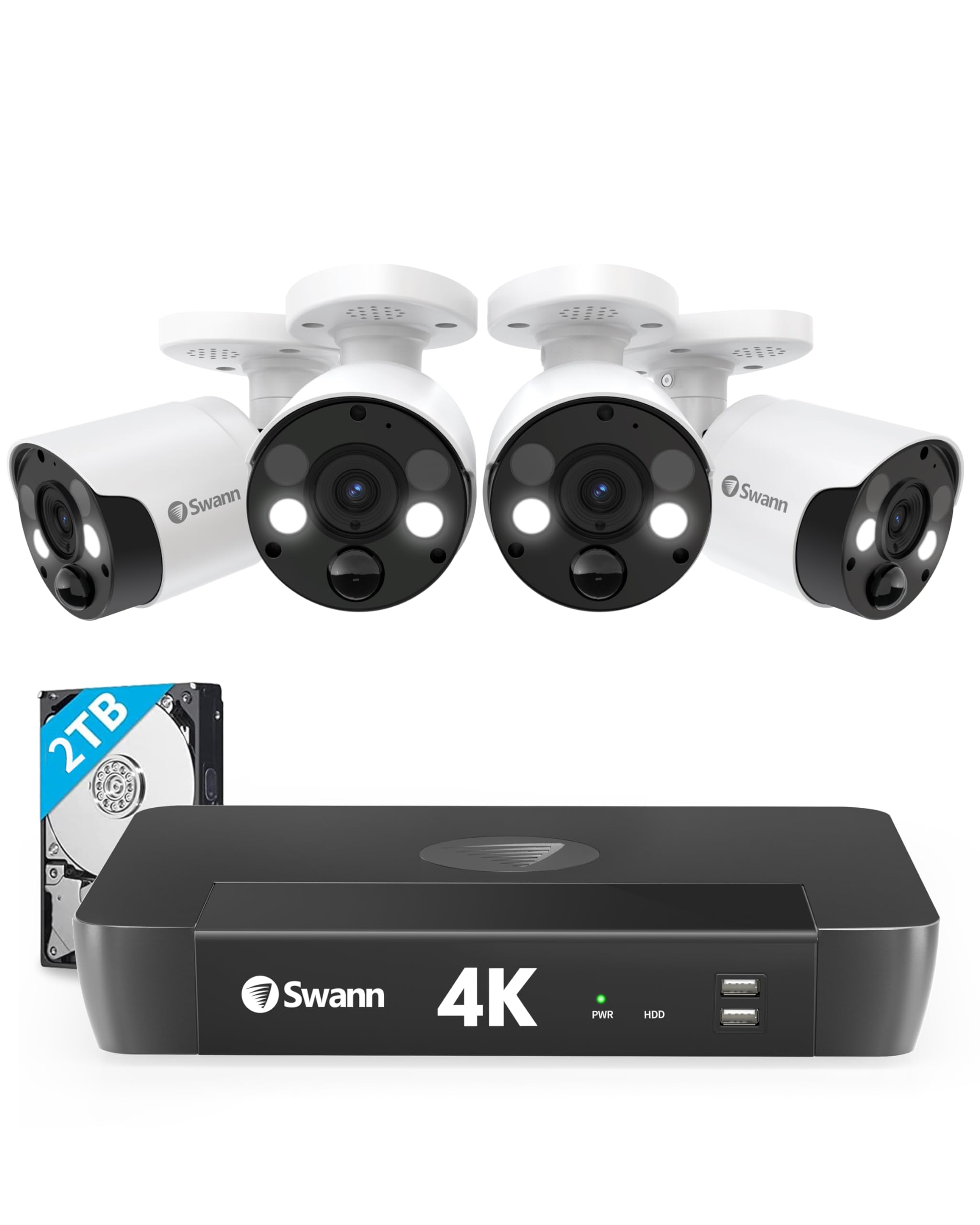 Swann 4台セット Home 4 Camera 8 Channel 1080p Full HD DVR 1TB HDD Security System