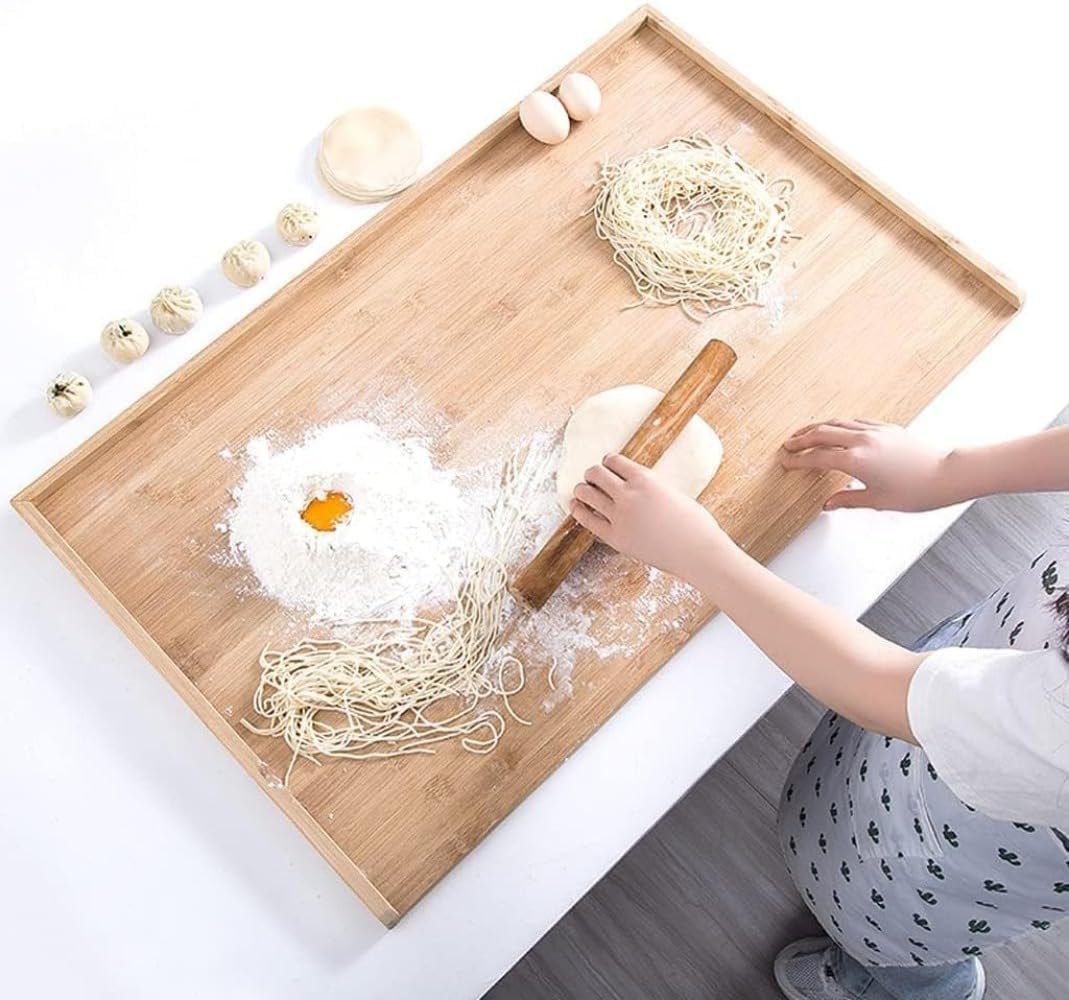 Zorimu竹製大型ペーストリーボード 70cm 両面まな板 生地こね用 餃子の皮・パン・ピザ作りに最適 溝付き 多用途キッチンボー