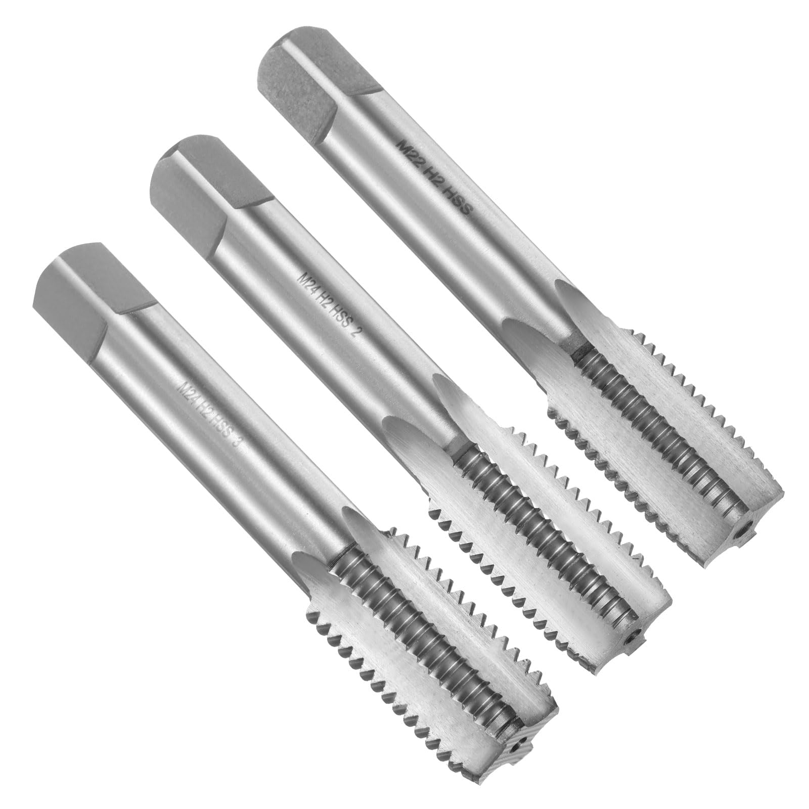 QUARKZMAN 3 Pezzi Set Di Maschi A Mano, M24 x 3 Metrico Conico/Medio/Finitura Filettatura Maschi, Kit Utensile Per Filettatura A Mano In Acciaio Rapido