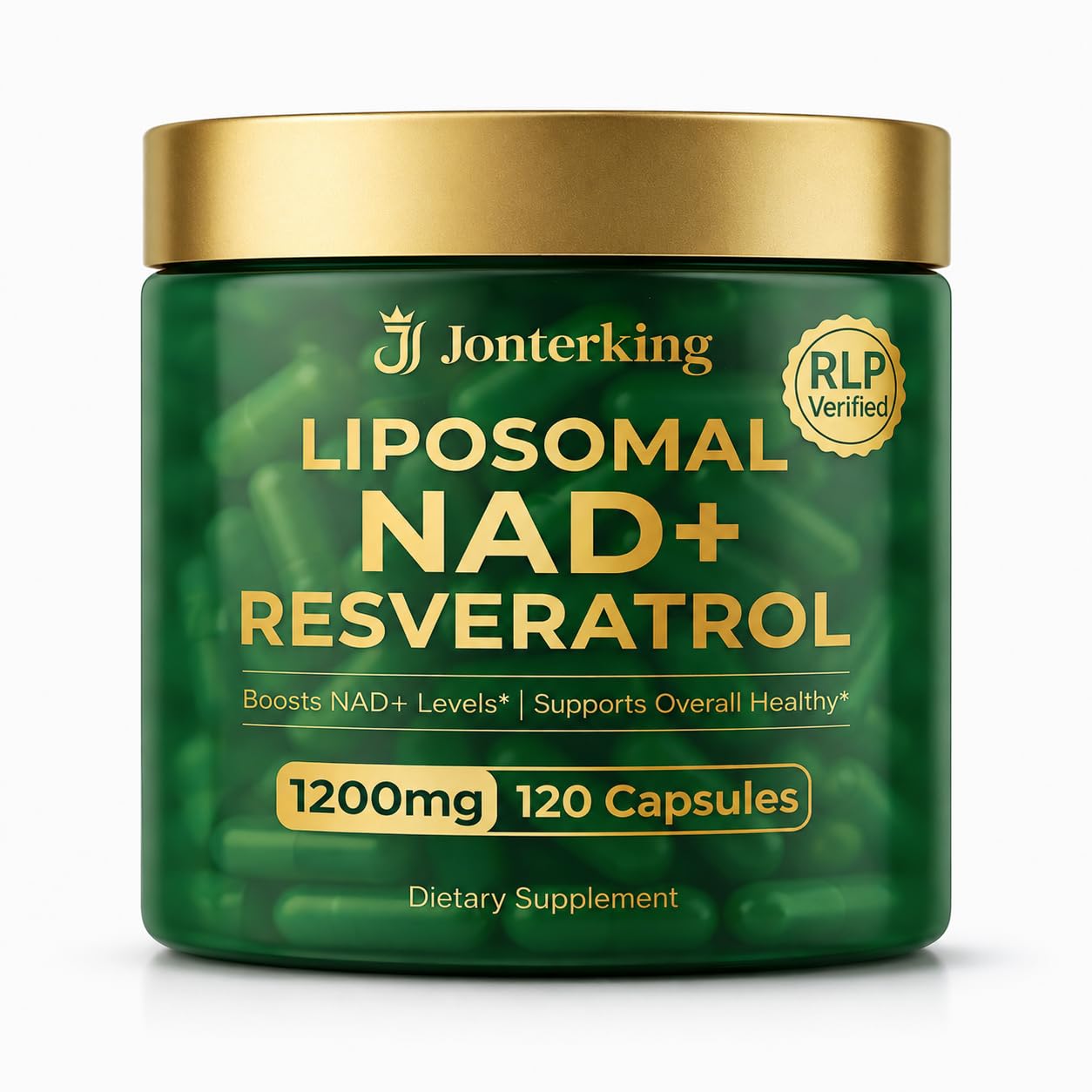 NAD+ Supplement, 1200mg Per Serving, Nicotinamide Riboside Malate with Trans-Resveratrol, Quercetin & CoQ10, Daily Supplement Formula, 120 Veggie Capsules, 60 Servings 120 Count (Pack of 1)