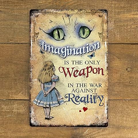 LBS4ALL Alice in Wonderland Metal Sign Plaque - Cheshire Cat Imagination Cover