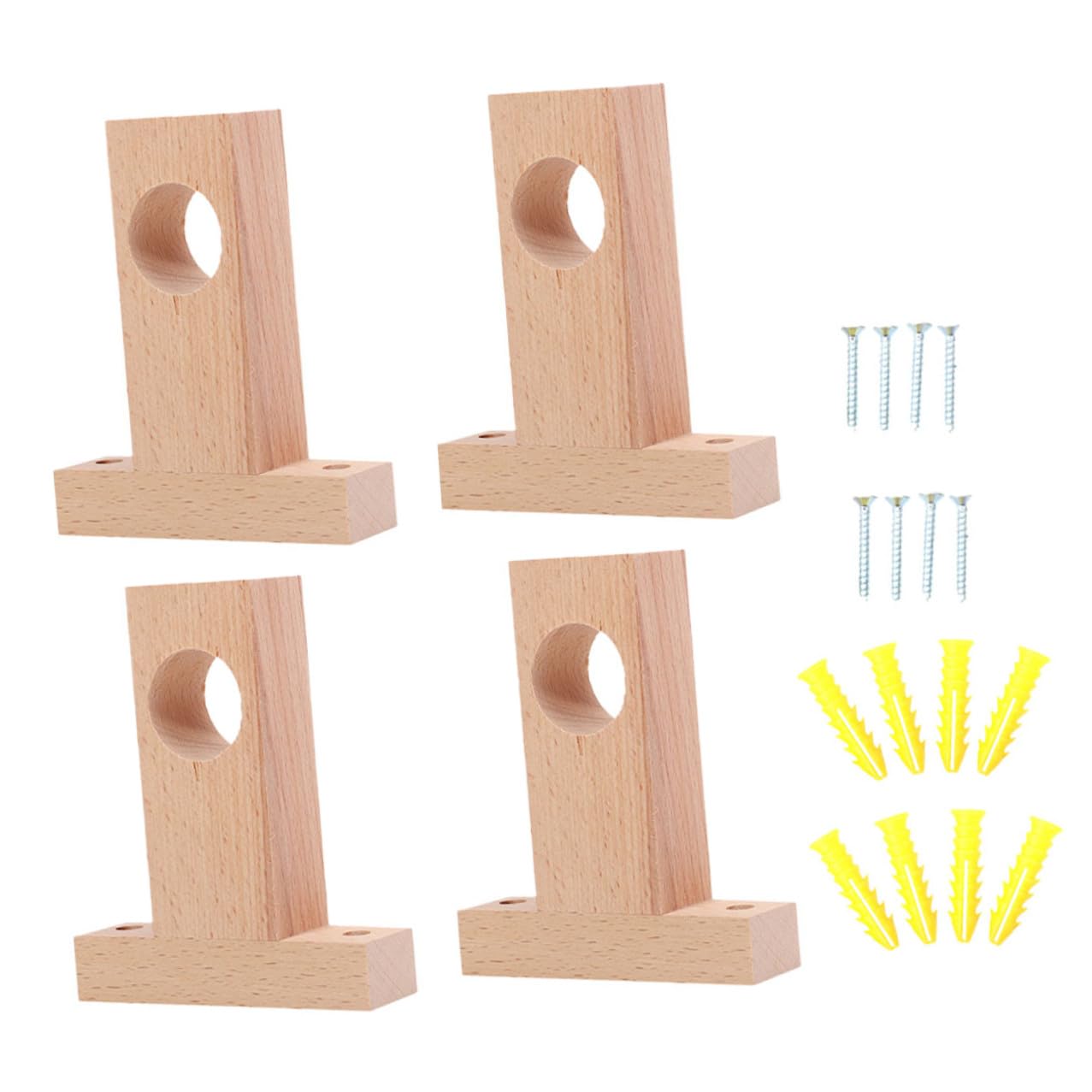 Supporti per Bastone Tende in Legno 4 Pezzi Robusti Beige