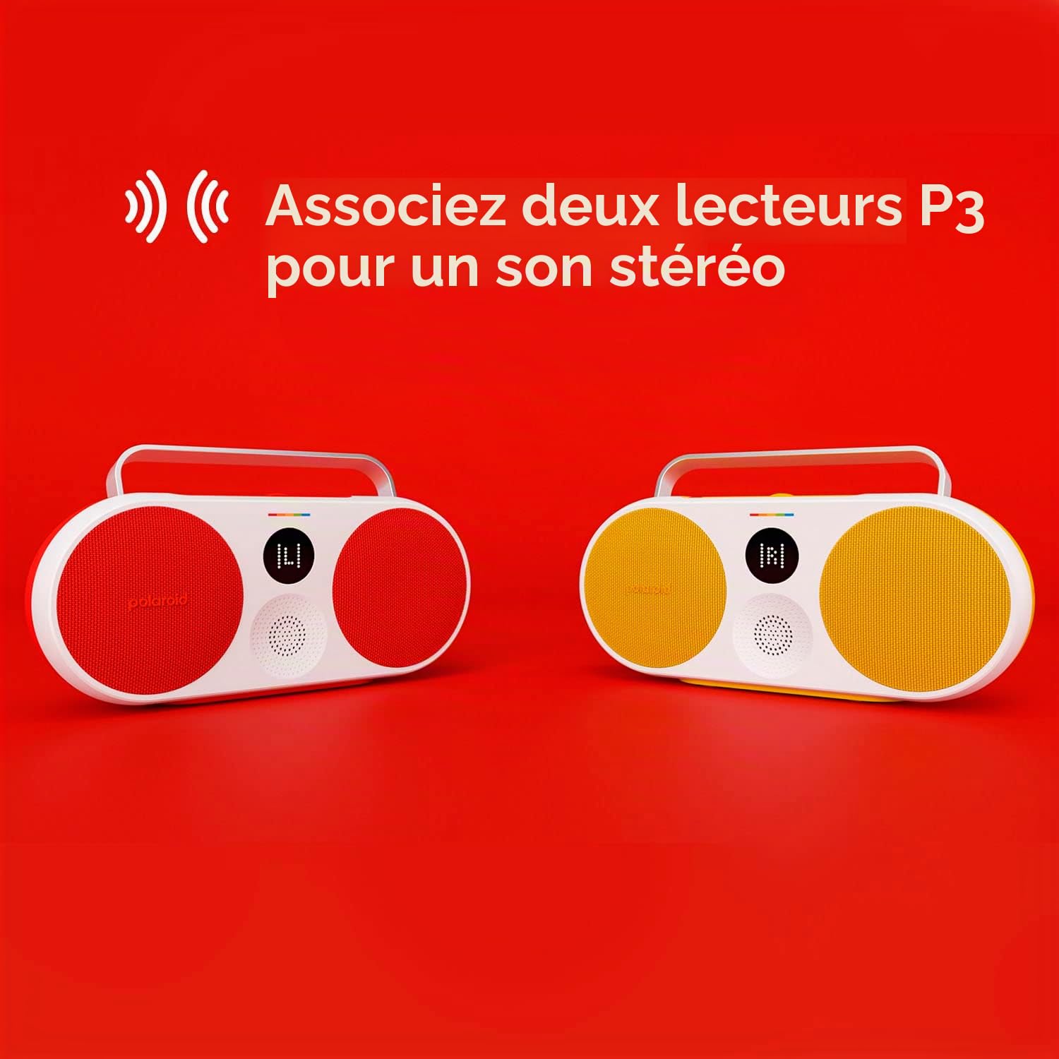 Polaroid P3 Lecteur de Musique Noir – Haut-Parleur Bluetooth sans Fil rétro-futuriste Rechargeable avec Double appariement stéréo