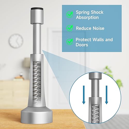 Miniatura 2 de 2 topes de puerta de resorte para pared, tope de puerta de 4.33 pulgadas para parte inferior de la puerta, tope de puerta de aluminio con punta