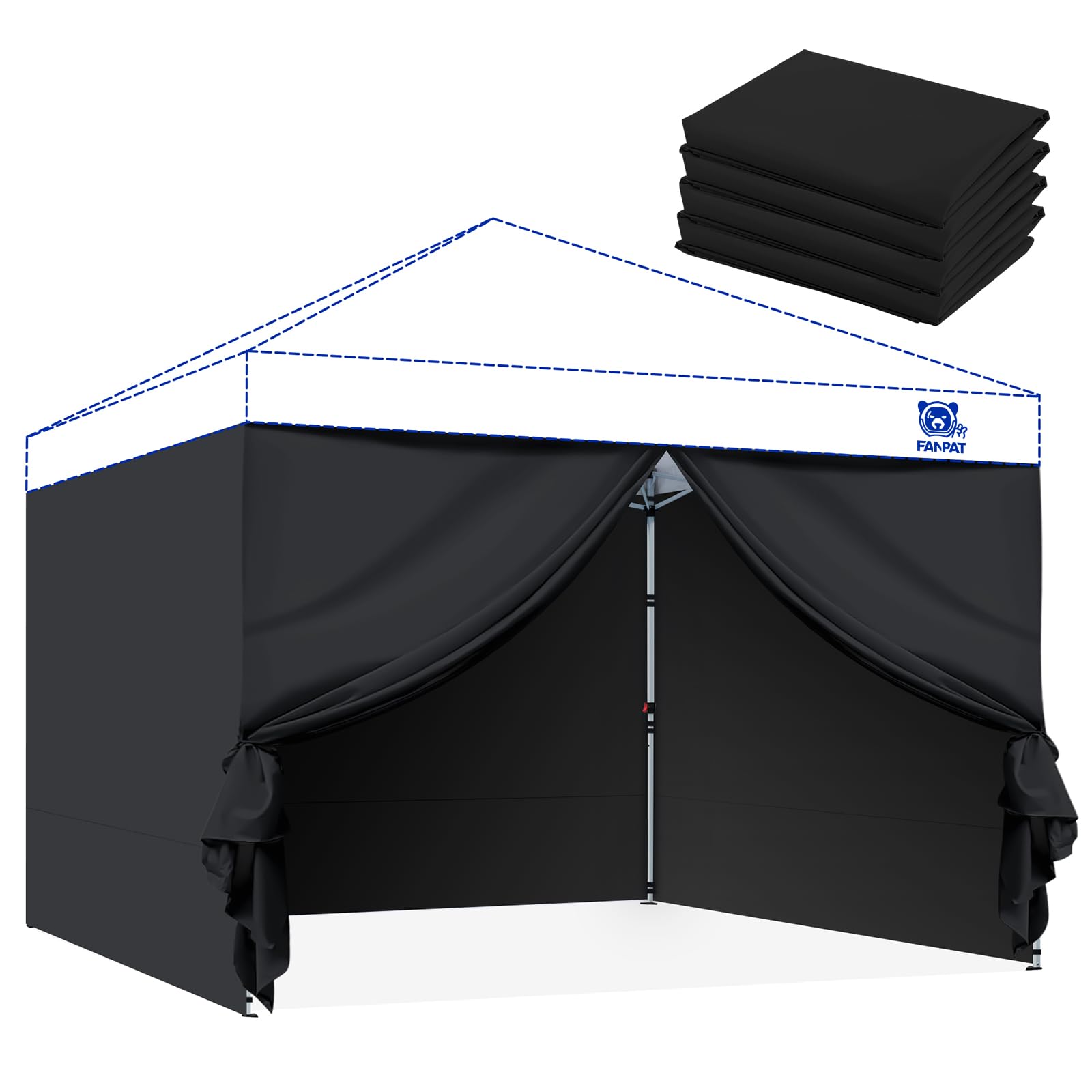 Photo 1 of Fanpat Instant 10x10 Canopy Sidewalls for Pop Up Canopy, Waterproof UV Protection Fabric, 4 Packs Sidewalls with Zipper Door for Outdoor Events, Black(4PCS Sidewalls Only, Canopy Tent Not Included)