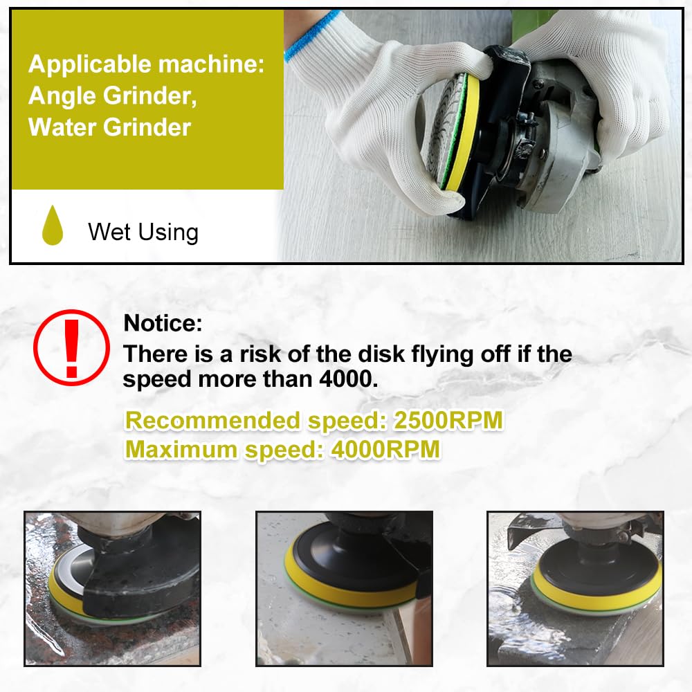 Dischi Diamantati Per Lucidatura - 6 Pezzi 100mm Grana 1500 Per Marmo E Granito - Foto 12