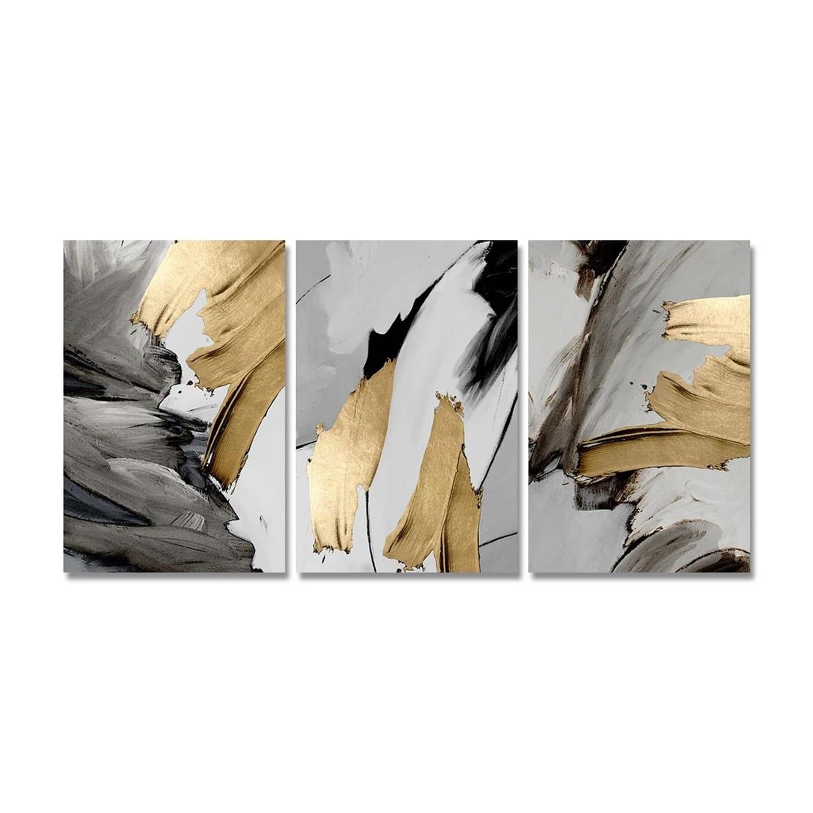 Tableau Déco Nature Toile d'art Imprimée Grise Dorée | Peinture Murale Abstraite Bureau Loft