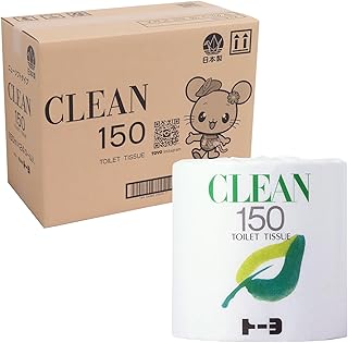 トーヨ 業務用 クリーン150 トイレットペーパー シングル 個包装 ミシン目なし 再生紙100％ 150m (3倍巻) 24個