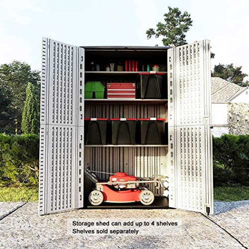 Kinying-Outdoor-Storage-Cabinet-Vertical-Storage-Shed-Perfect-to-Store-Patio-Furniture-Garden-Tools-AccessoriesBikeBeach-Chairs-and-Lawn-Mower-4×25-Feet-off-white-02B Kinying Outdoor Storage Cabinet Vertical Storage Shed Perfect to Store Patio Furniture Garden Tools AccessoriesBikeBeach Chairs and Lawn Mower 4×25 Feet off white 02B