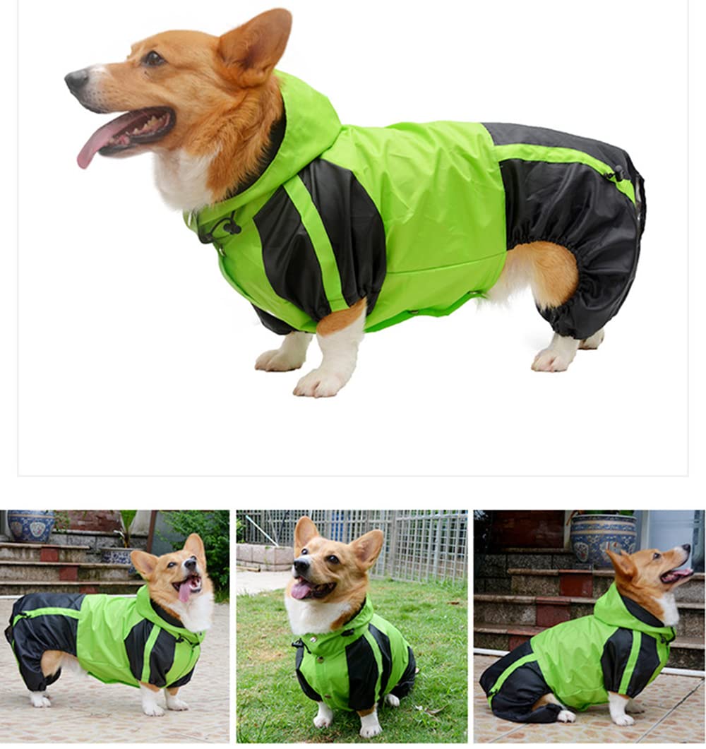 Płaszcz przeciwdeszczowy dla psów, Corgi Dog Clothes Kombinezon Wodoodporna Odzież Raincoat Kaptur Kurtka Przeciwdeszczowa Artykuły Dla Zwierząt(Orange,D L)