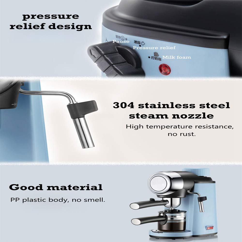 SOVORM Cafetera- Con espumador de leche, Cafetera espresso, Cafetera con vaporizador de leche, Bomba The New