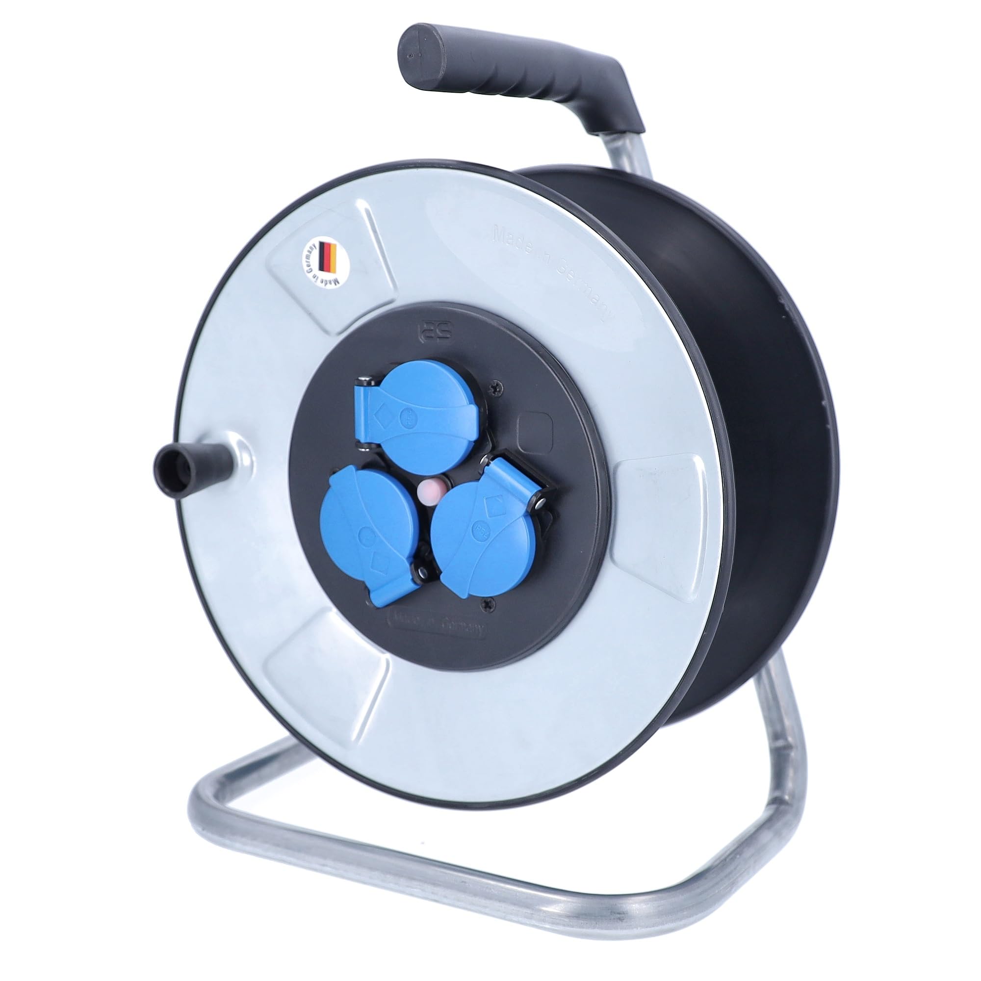 Carrete de cable vacío IronCoat de as - Schwabe para exterior IP44 con 3 tomas y protección