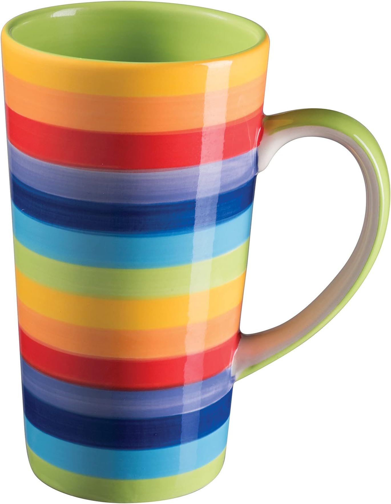 Hand Painted Rainbow Stripe Tall Large Mug