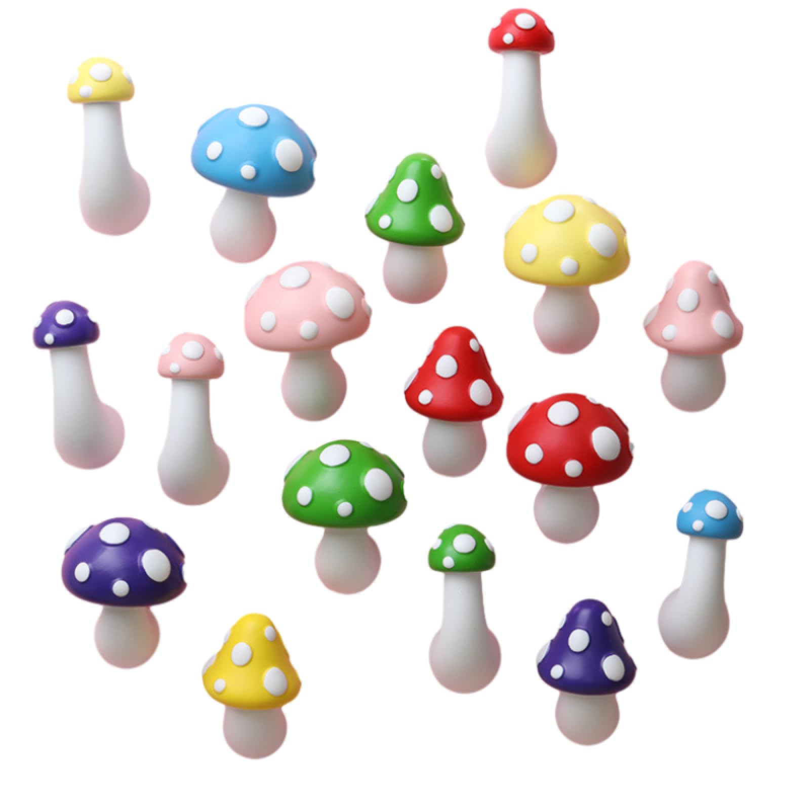 Magnete per frigorifero, 17 pezzi, rosso, giallo, verde e blu, a forma di fungo, magneti magnetici in resina