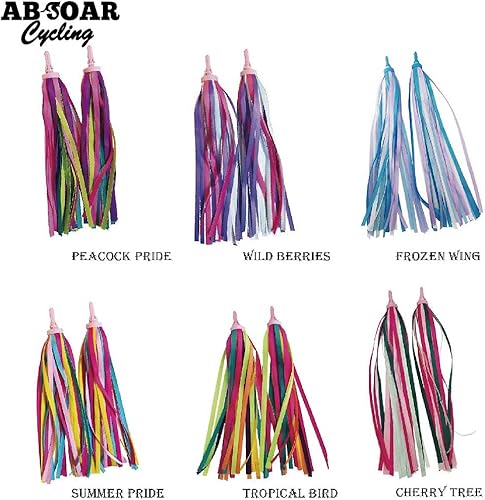Miniatura 3 de Colorido bicicleta Streamer niñas niños bicicleta borla cinta manillar scooter serpentinas 2 pares 32 bandas Pájaro tropical + orgullo de pavo