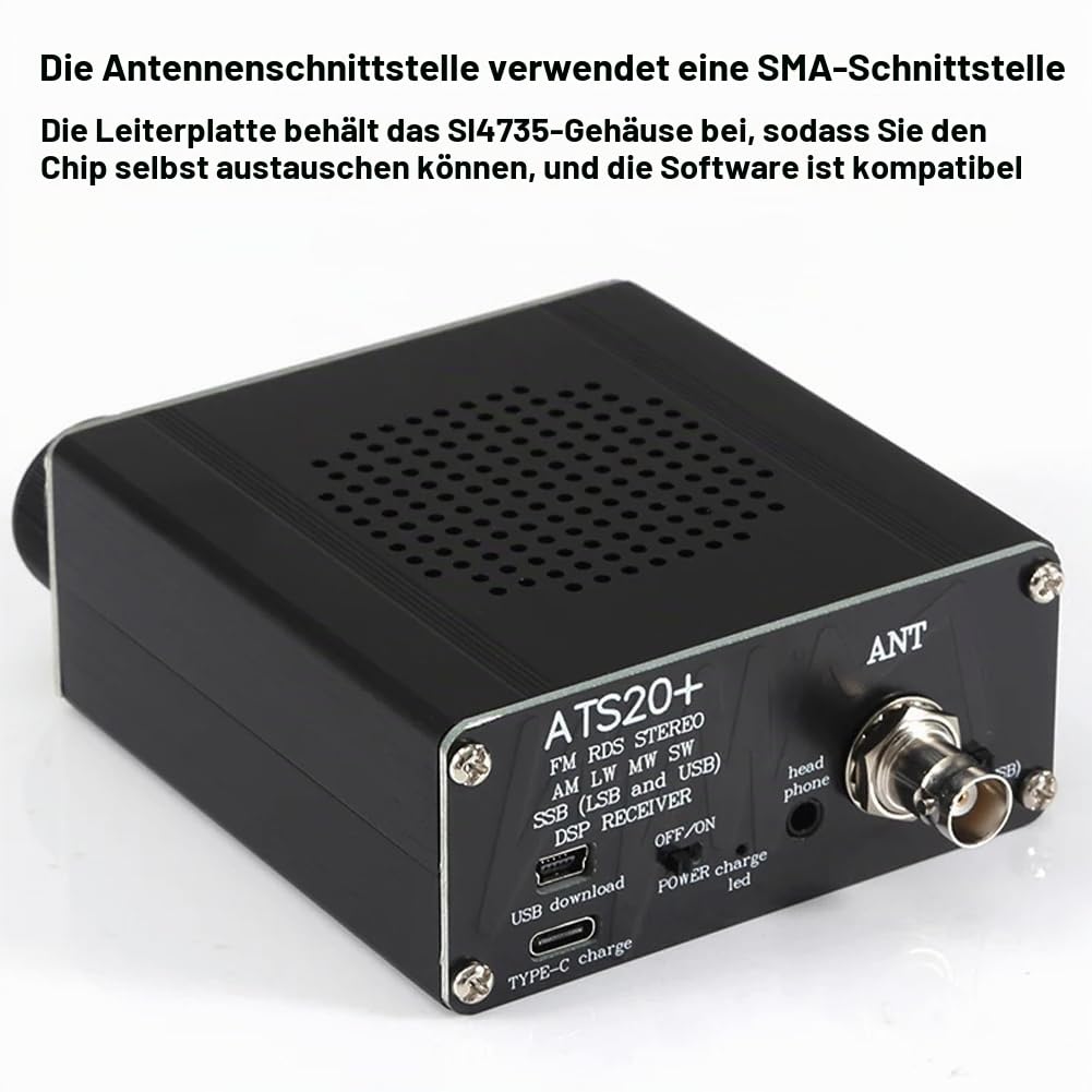Irfora ATS-20+ SI4735 Vollwellenband-Radioempfänger Frequenzmodulation AM (MW & SW) SSB (LSB & USB) Abdeckung kommerzieller Amateurfunkbänder