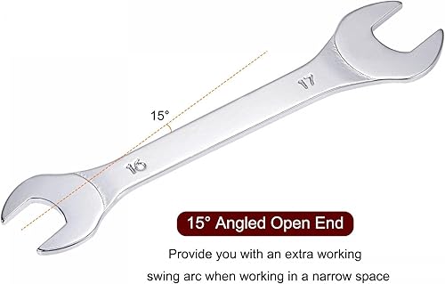 Vista 13 de uxcell Thin Open End Wrench, 12mm x 14mm Metric Mirror-Chrome Plated High Carbon Steel, for Household Maintenance and General Repairs, 2 Pcs