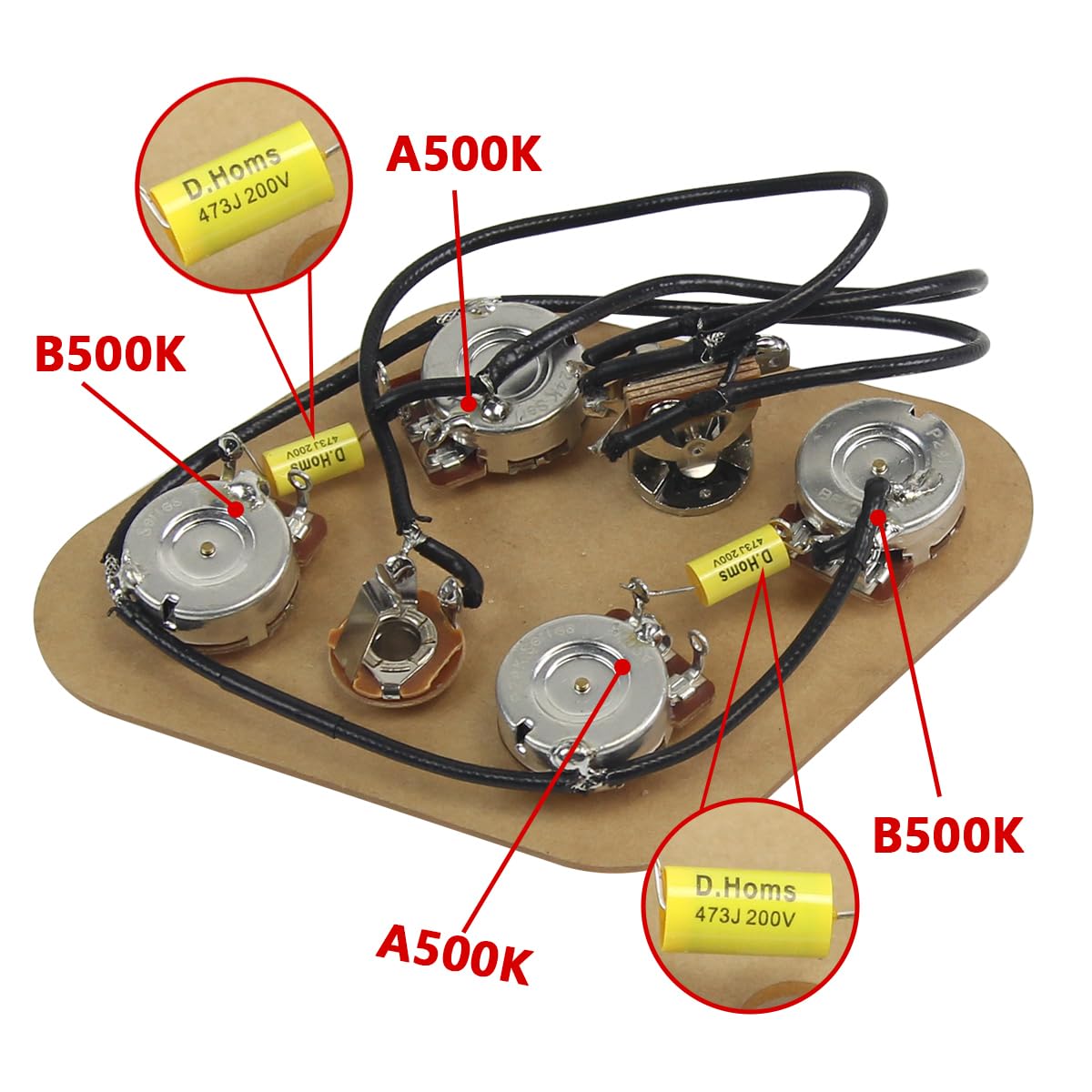 Amazon | FLEOR 配線済みギター配線ハーネスキット 2T2V 500K