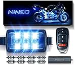 NINEO 8PCS Motorcycle RGB Led Light Kit, Multi-Color Atmosphere Underglow Lights with Memory Function and Red Brake Light, Fit for Most Family Motorcycles Carts Trikes ATV UTV