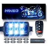 NINEO 8PCS Motorcycle RGB Led Light Kit, Multi-Color Atmosphere Underglow Lights with Memory Function and Red Brake Light, Fit for Most Family Motorcycles Carts Trikes ATV UTV