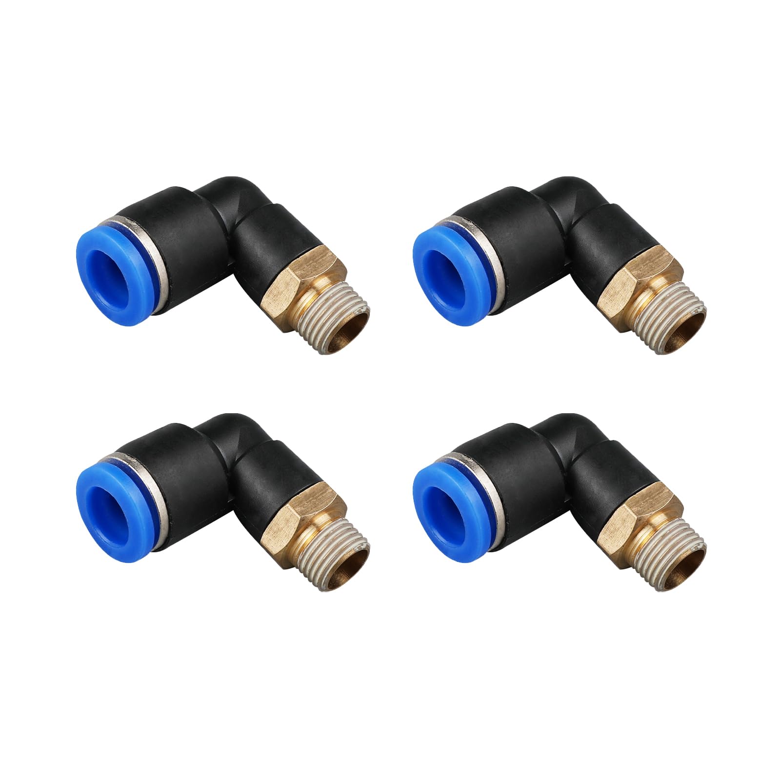 Okaywork 4 Pcs Conectores Rapidos Aire Comprimido, 6mm Codo de Rosca Exterior de 1/8", Racor Neumático Push to Connect, PL6-01 Adaptador de Línea de Aire de Liberación Rápida