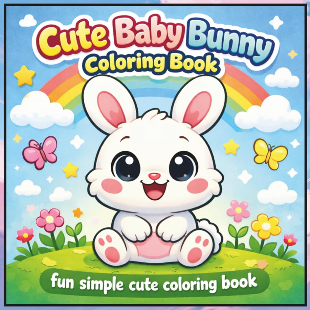 Cute Baby Bunny: Fun Simple Cute Coloring Book