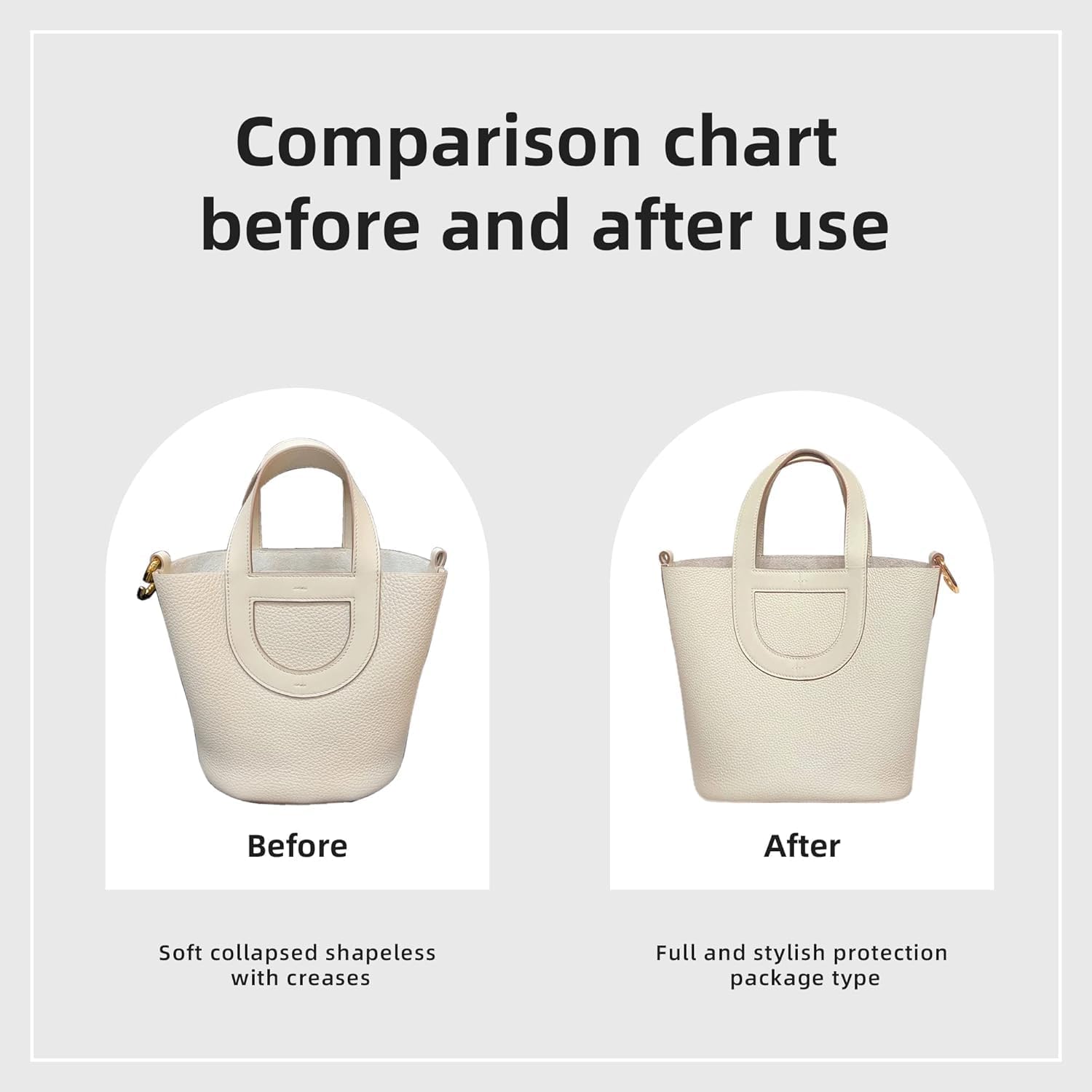 DGAZ Purse Organizer Silky Smooth For Hermes In The Loop 18/23 Bags,Silk Luxury Handbag Tote in Bag Shapers(18,Craie)