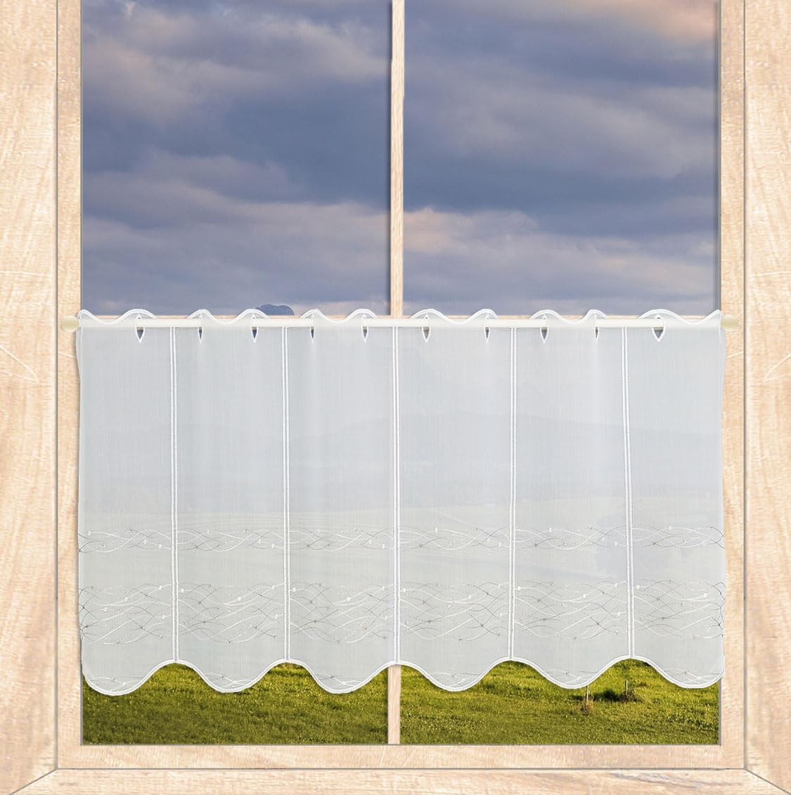 atelier alles-Spitze Stickerei-Scheibengardine Sina HxB 30x208cm