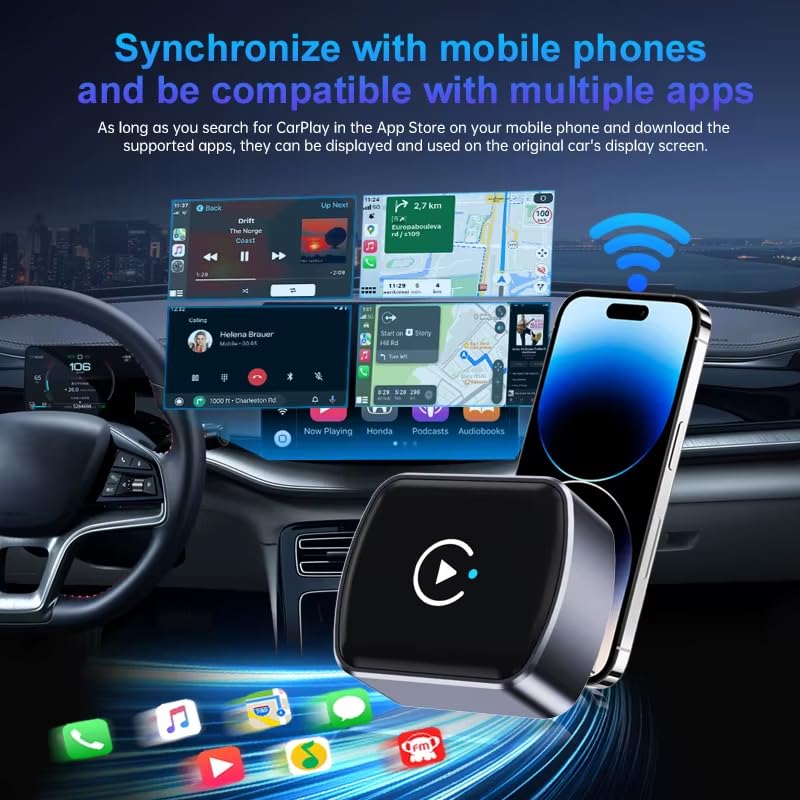Image of Spiffy 2-in-1 USB Wireless CarPlay Adapter, Advance Siri Support Plug and Play Bluetooth Wireless Car Receiver for OEM Systems for Compatible Car Models