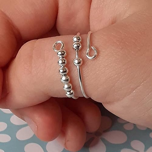 Miniatura 8 de SERYNOW Anillo de ansiedad de doble capa para mujer, anillos ajustables para aliviar el estrés, anillos giratorios para niñas y hombres