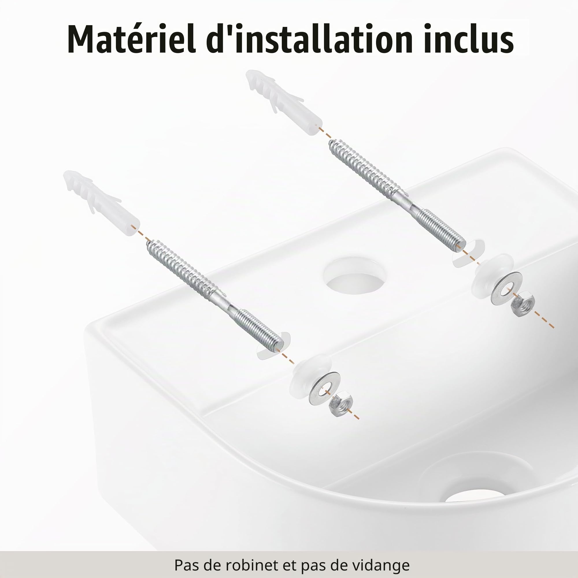 KES Lavabo Suspendu Salle de Bain et WC 32,4 x 28,5 x 13 cm Blanc Céramique Lavabo Salle de Bain Rond Moderne, BWSC101
