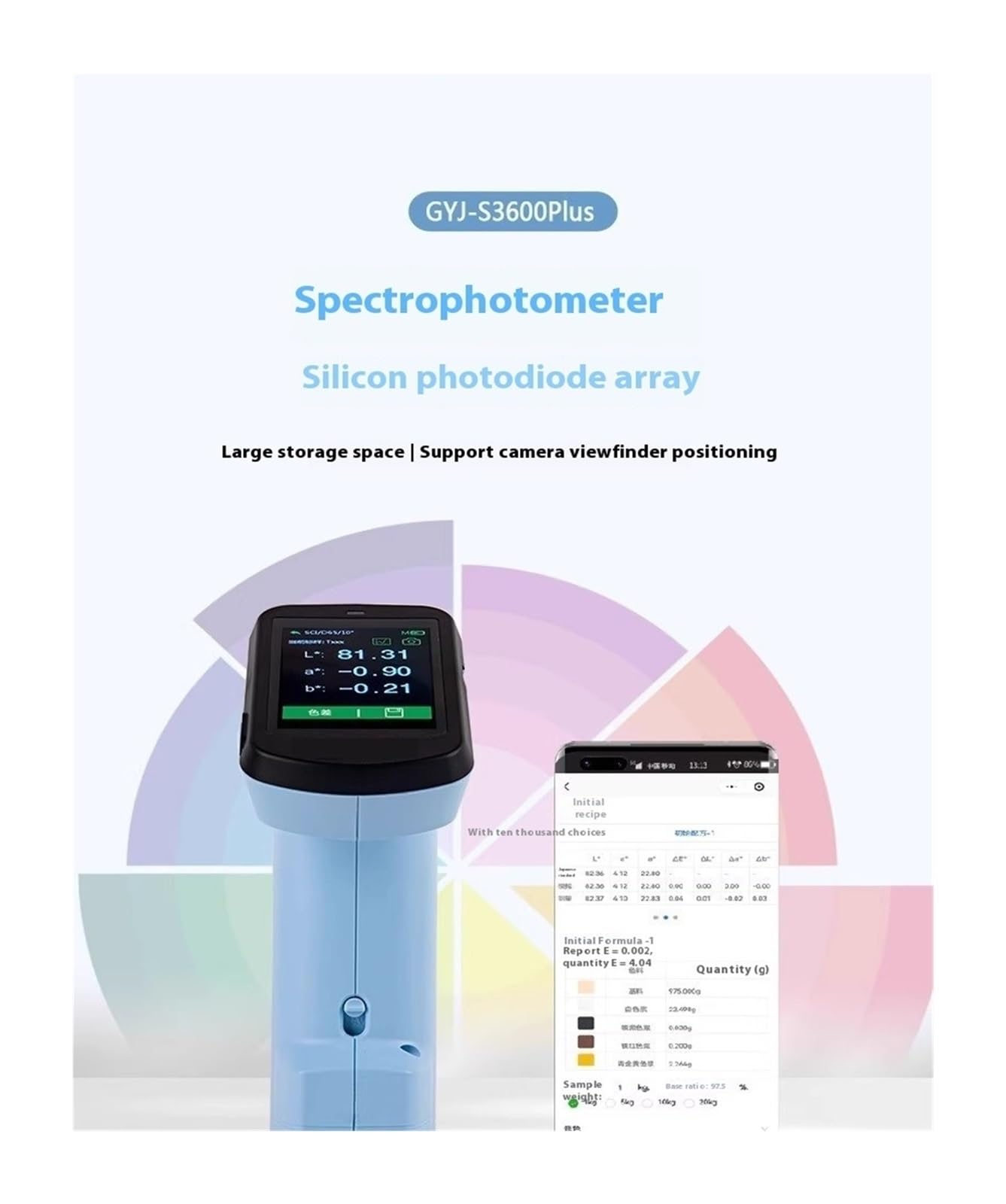 Kolorimeter, Kolorimeter Hochpräziser Farbdifferenzdetektor for Kunststoffbeschichtungen und Textilien, tragbares Spektralphotometer Für präzise Farbmessung