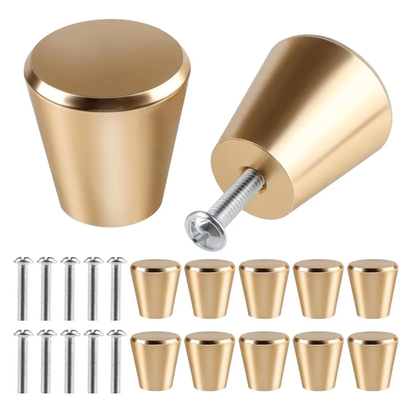 Cidegoo Gold 10Pcs Round Wardrobe Closet Knobs Handle For Cabinets Drawers Cupboard Pulls