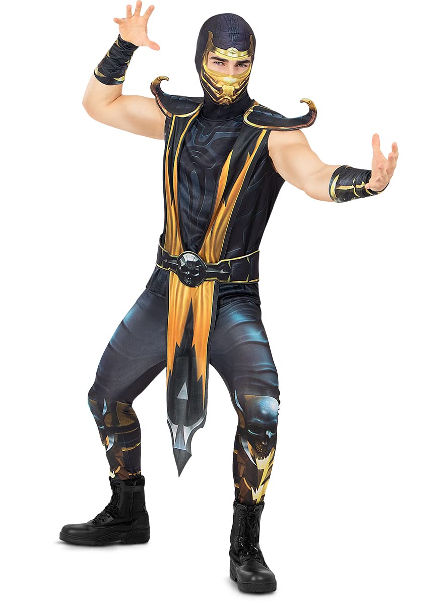 Funidelia | Costume da Scorpion Mortal Kombat per uomo Videogiochi - Costume per Adulto e accessori per Feste, Carnevale e Halloween - Nero