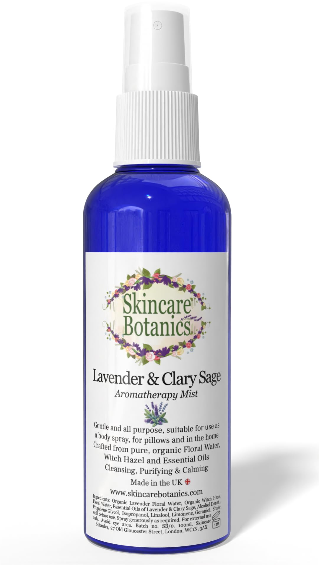 Lavender & Clary Sage Spray | Natural Room, Pillow & Body Mist | Cleansing & Purifying | 100ml
