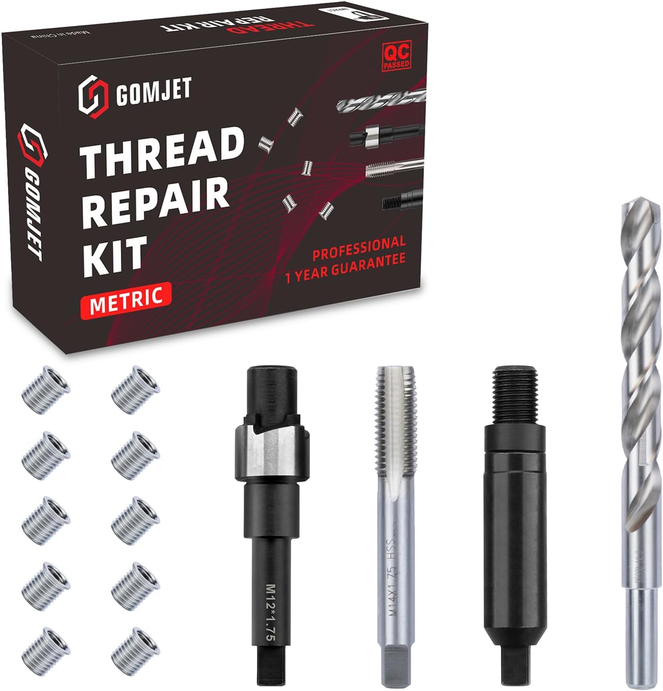 M6X1.0 Metric Thread Repair Kit, with M6X1.0X9.4MM Stainless Steel Insert Qty 10
